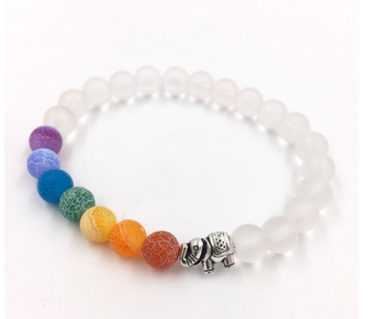 Agate molten rock 8mm energy volcanic stone chakra colorful beads bracelet string Jewelry dealsniper-net Colourful color of white sand