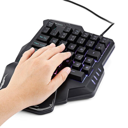 One-Handed Mechanical Gaming Keyboard RGB Backlit Portable Mini Gaming Keypad Game Controller Electronic dealsniper-net