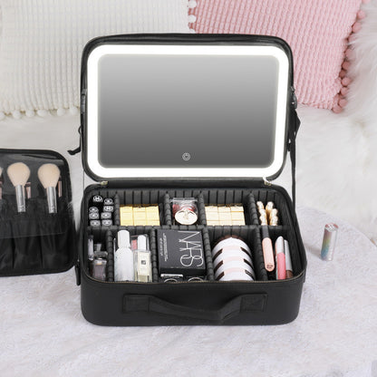 Smart LED Cosmetic Case With Mirror Cosmetic Bag Beauty dealsniper-net Black 16inches USB