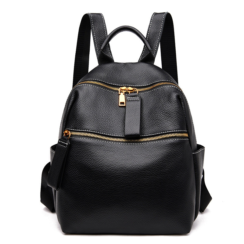 Leather Backpack Women All-Match Fashion Top Layer Leather Small Backpack Women dealsniper-net Black