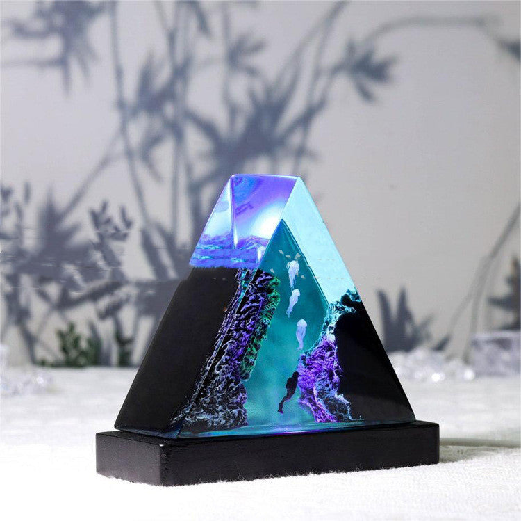 Creative Style Triangle Wooden Small Night Lamp Trench Home Decor dealsniper-net