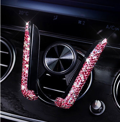Fast Charging Mobile Phone Charger Bracket Vehicle Gym From House Pink diamond Mobile phone holder