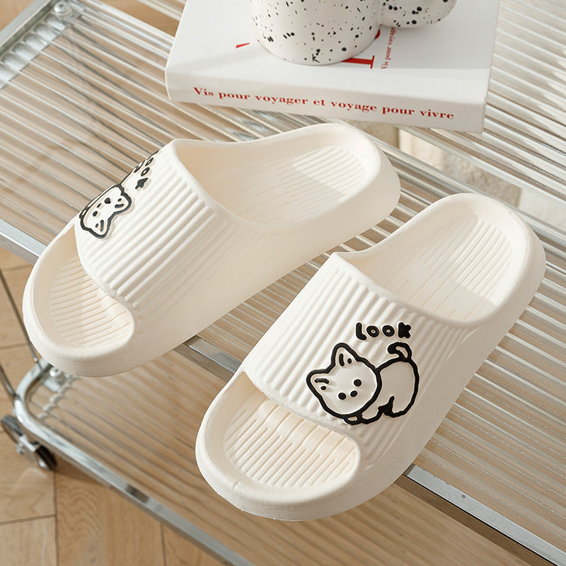 Cute Cat Slippers Summer Women Home Shoes Bath Women dealsniper-net White 36to37