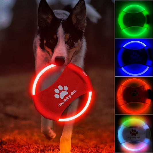 Dog Flying Discs Light Glowing LED Luminous Training Pets dealsniper-net