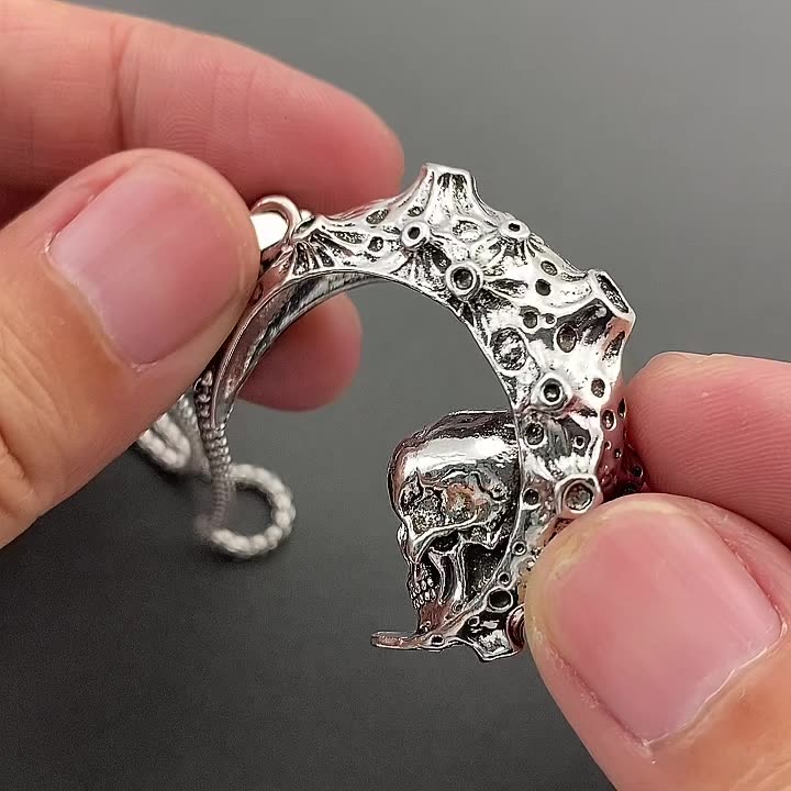 Big Stainless Steel 3D Moon Skull Pendant Biker Punk Jewelry dealsniper-net