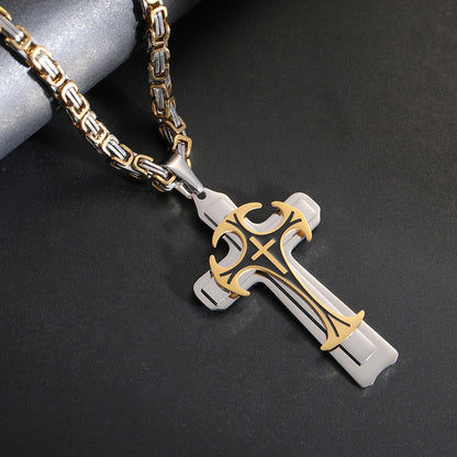 Fashion Jewelry Christian Trinity Latin Cross Necklace Jewelry dealsniper-net Gold Silver