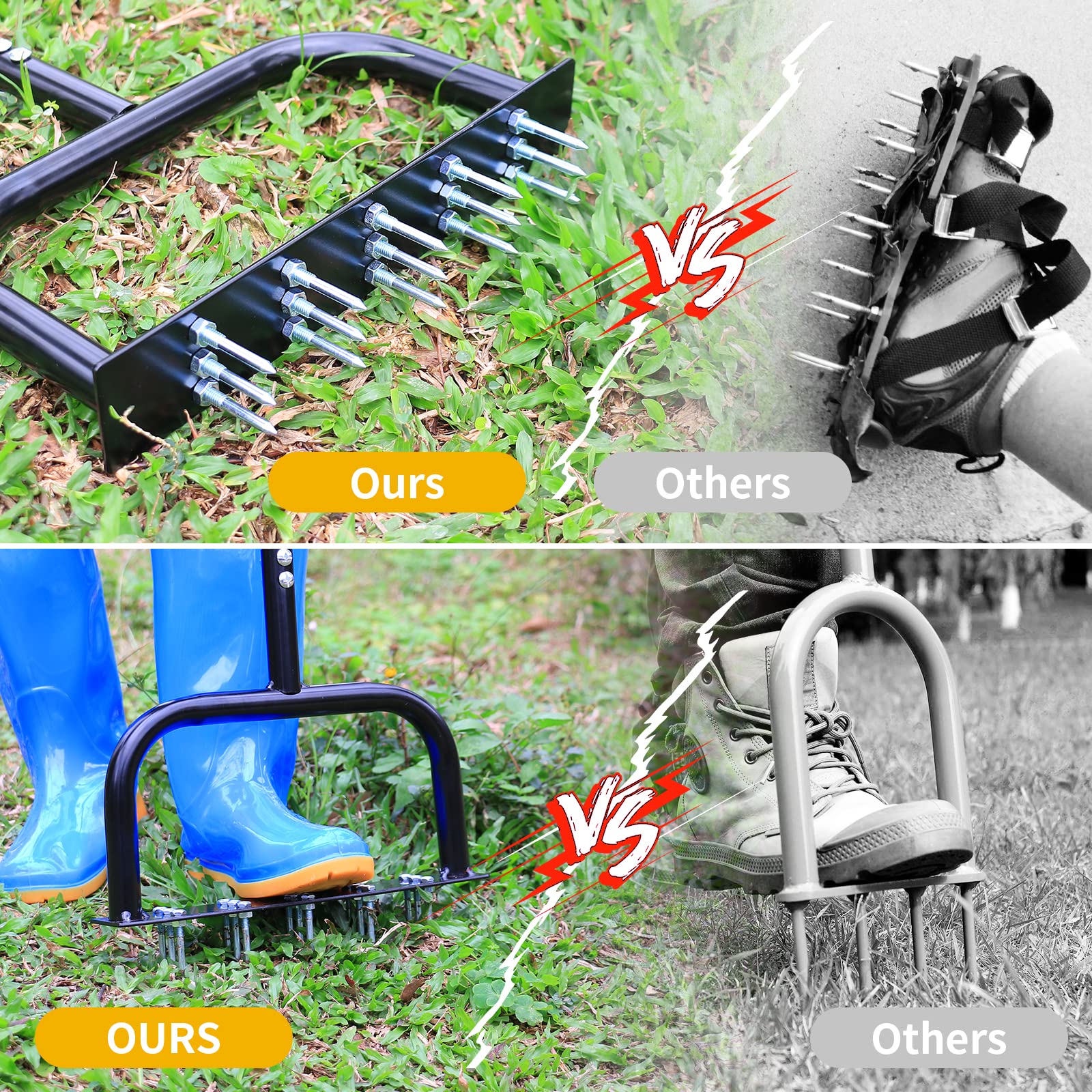 Lawn Aerator Tool Manual Metal Spike Grass Aeration With Dethatching Garden dealsniper-net