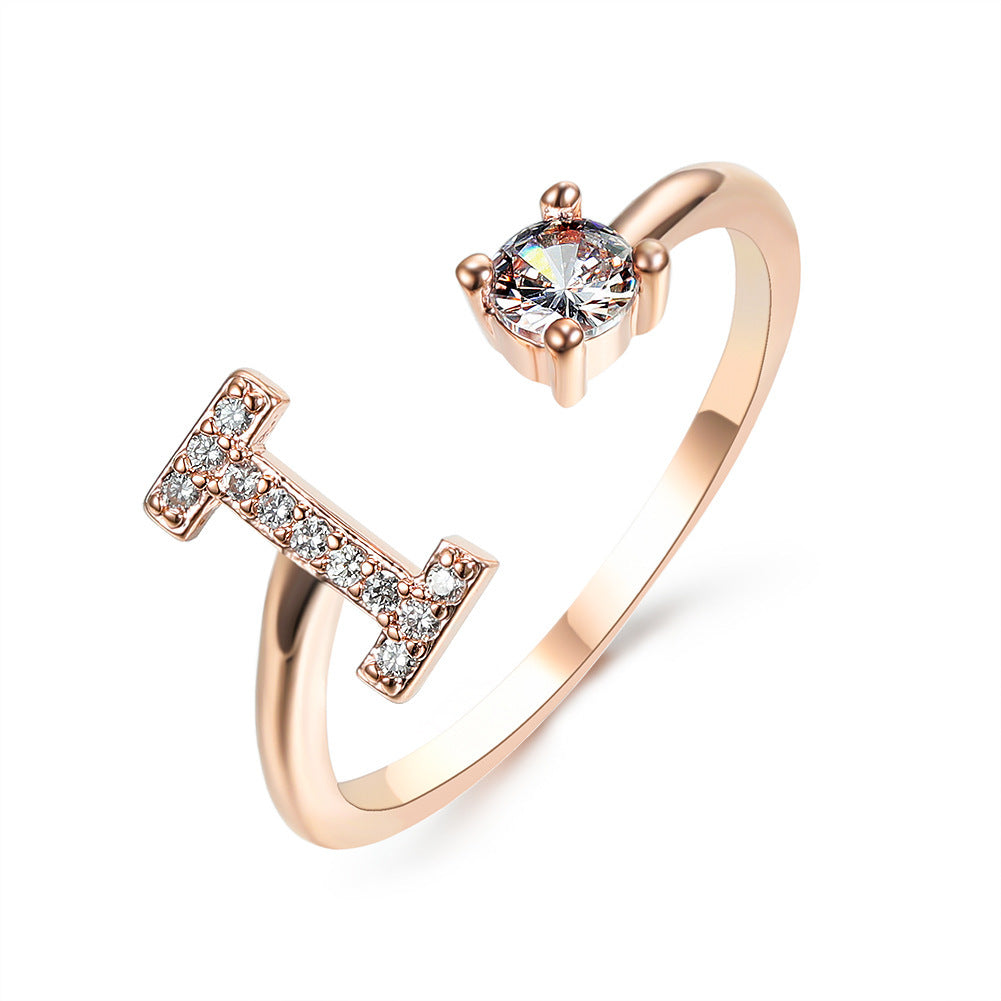 New Design Adjustable 26 Initial Letter Ring Fashion Jewelry