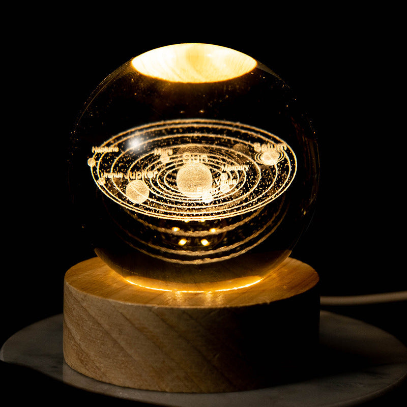 Creative Usb Luminous Crystal Ball Ornaments House DealSniper.net Solar system 10cm box packing