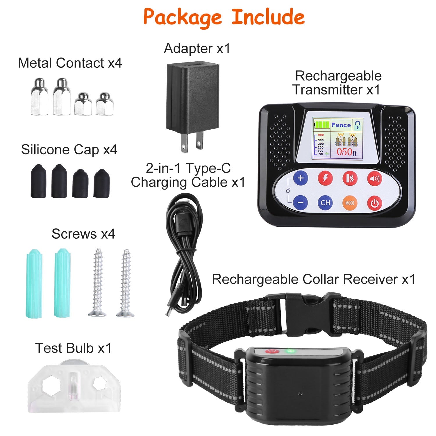 1Set 990FT Range Dog Wireless Fence Remote Training Collar Pets Gym From House