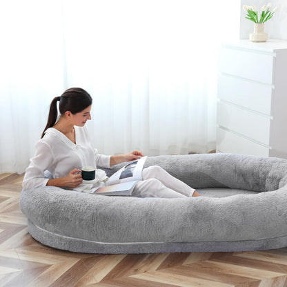 Dog Beds For Humans Size Fits You And Pets Washable Faux Fur Human Dog Bed For People Doze Off Napping Orthopedic Dog Bed Pets dealsniper-net