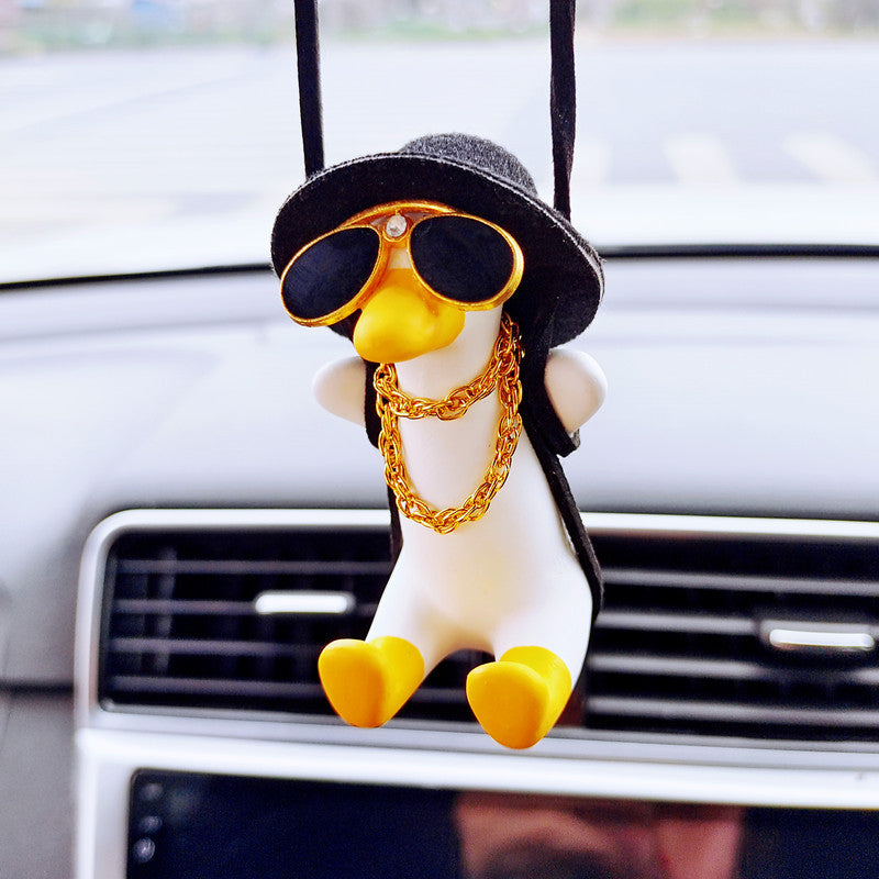 Pistol Cowboy Duck Car Rearview Mirror Pendant Decoration Vehicle Gym From House Thin Duck Black Hat