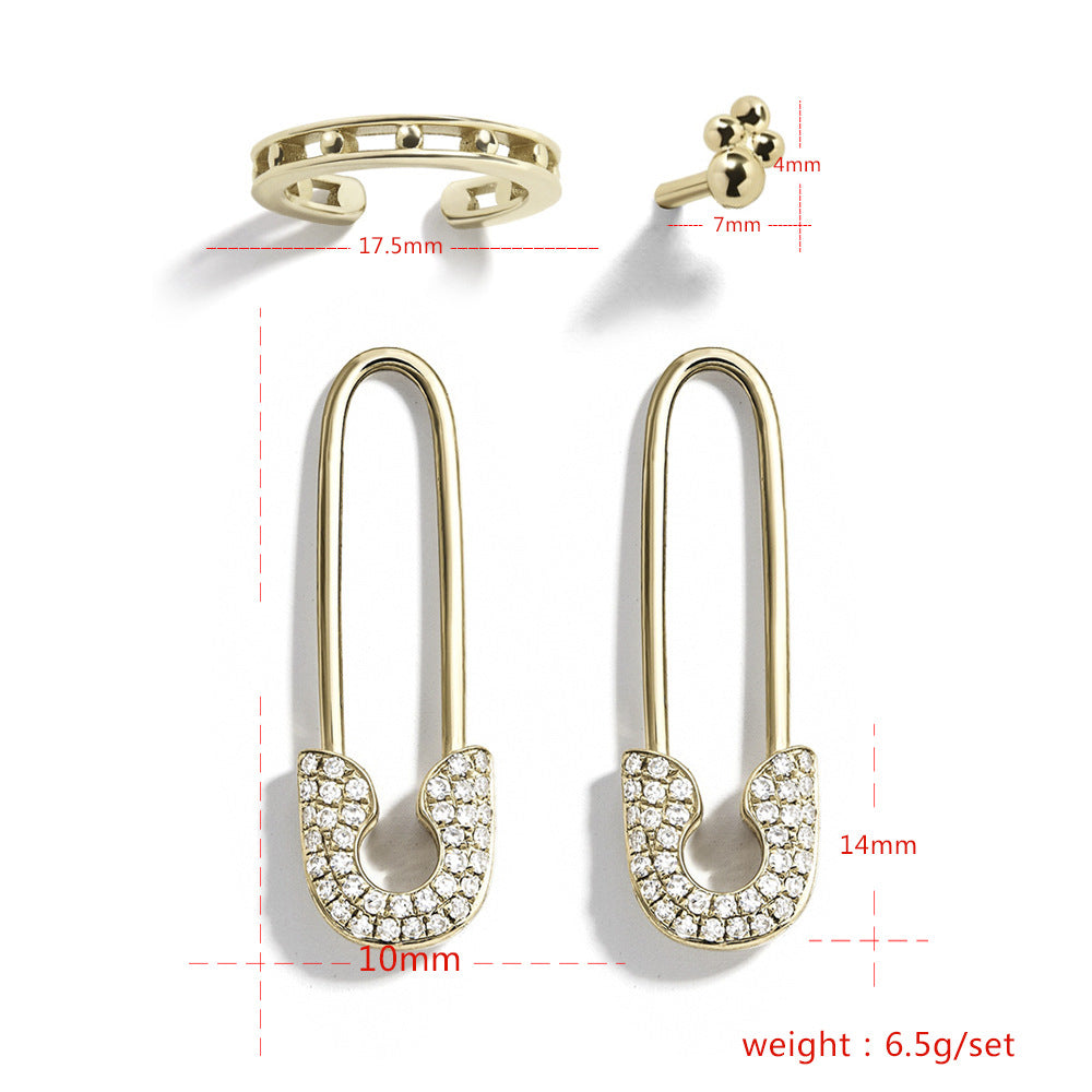 Alloy pin rhinestone stud earrings Jewelry dealsniper-net