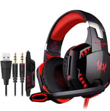 Wired Gaming Headset Headphones Surround Sound Deep Bass Gadgets dealsniper-net Black and red