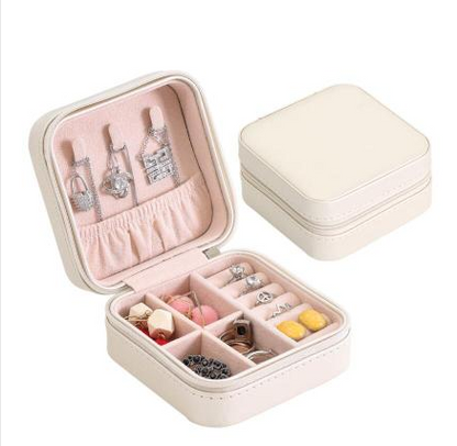 Creative travel portable jewelry box earrings earrings jewelry storage box leather small jewelry bag Jewelry dealsniper-net White A