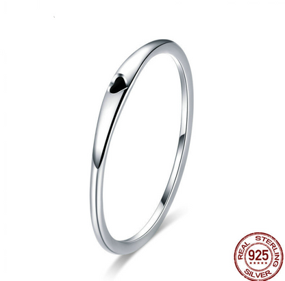 925 Sterling Silver Round Circle Pure Finger Ring Simple Heart Engrave Rings Jewelry dealsniper-net White Number 6