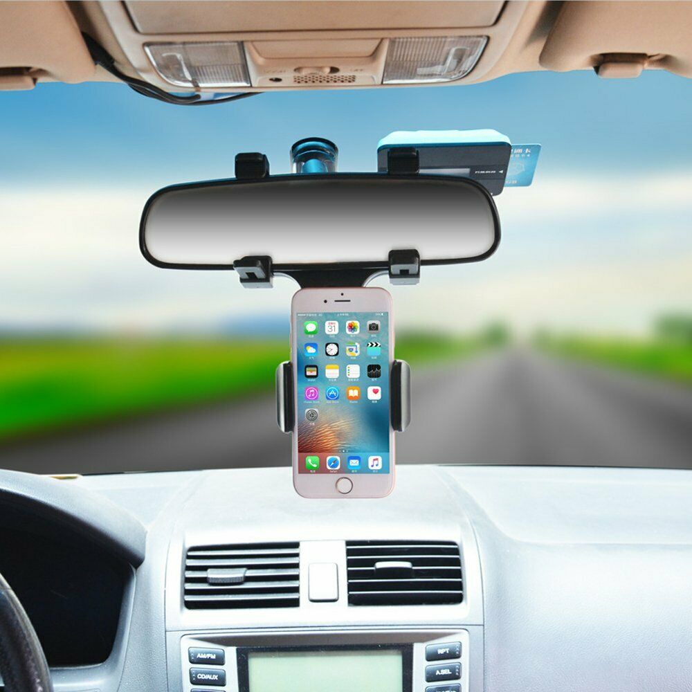 Universal Car Rear View Mirror Mount Stand GPS Cell Phone Holder 360 Rotation Phones dealsniper-net