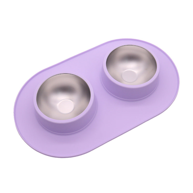 Pet Anti-skid Anti-splash Silicone Stainless Steel Bowl Pets Gym From House Purple