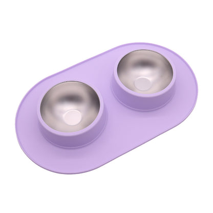 Pet Anti-skid Anti-splash Silicone Stainless Steel Bowl Pets Gym From House Purple