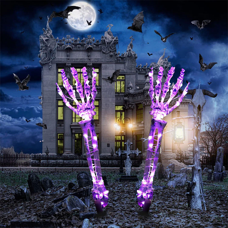 Halloween LED Light Up Skeleton Arm Hand Halloween Party Outdoor Garden dealsniper-net Purple Left And Right Hand