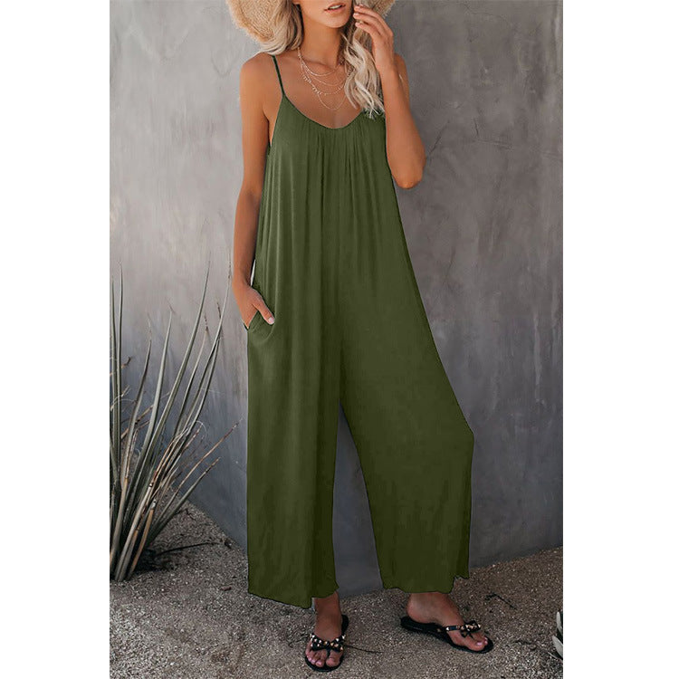 Women's Loose Sleeveless Jumpsuits Romper Jumpsuit Women dealsniper-net Army green 2XL