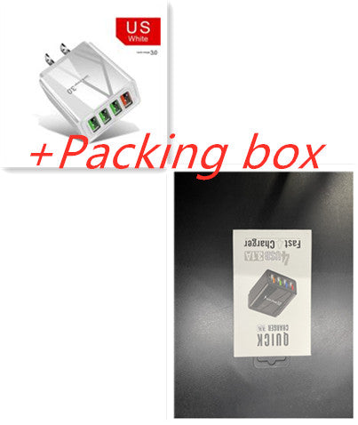 Illuminated 4USB Mobile Phone Charger 3A Charging Head Phones dealsniper-net White Box packaging US plug