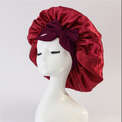 New Silk Bonnet For Sleeping Women Satin Bonnet Hair Bonnet Beauty dealsniper-net Wine Red