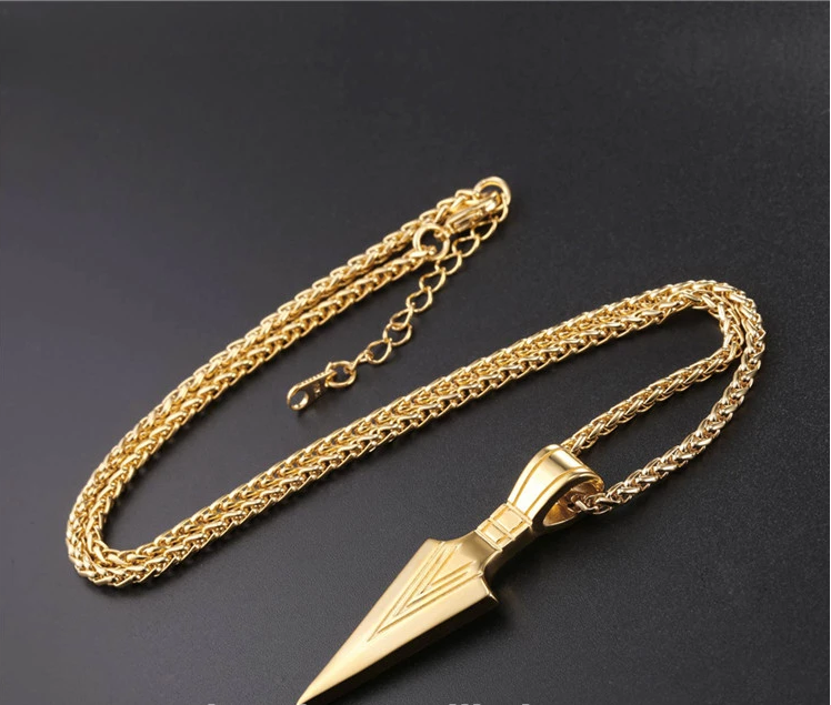 European America jewelry men stainless steel spear necklace with chain Jewelry dealsniper-net Gold