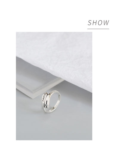 Fashionable English Letter Hollow Belief Ring Jewelry dealsniper-net