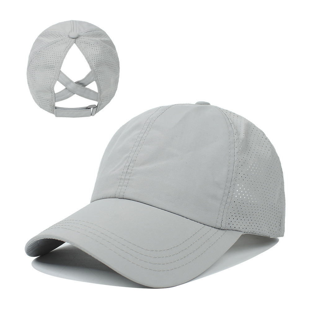 Women's New Outdoor Sports Ponytail Baseball Hat Women Gym From House Light Grey adjustable