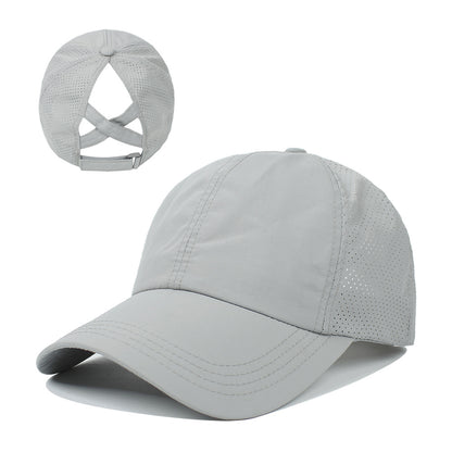 Women's New Outdoor Sports Ponytail Baseball Hat Women Gym From House Light Grey adjustable