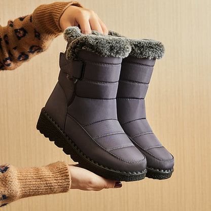 Snow Boots Winter Warm Hook And Loop Fastener Plush Shoes Women null Grey 35
