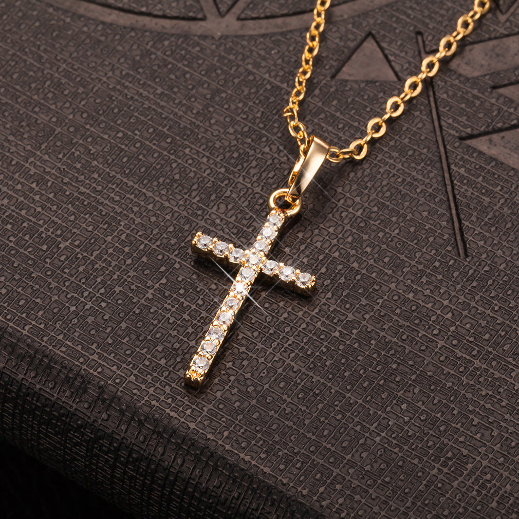 Simple Retro Cross Pendant Ins Jewelry dealsniper-net Gold Drilled.