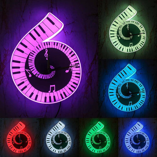 Black And White Piano Keys White Frame Wall Clock Home Decoration Home Decor dealsniper-net