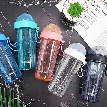 Creative personality trend dual-use sippy cup a cup of double drink separate plastic couple cup Kitchen DealSniper.net