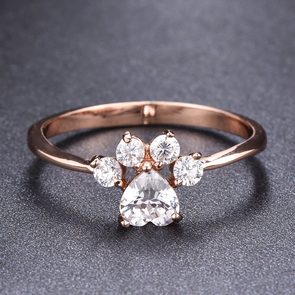 Cute Cat-claw-shaped Rings Fashion Personality Jewelry dealsniper-net White Diamond No 10 1PCS