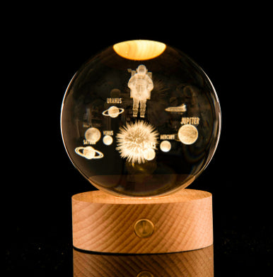 Luminous Galaxy Crystal Ball Decoration 3D Laser Inner Carving Home Decor DealSniper.net Astronaut 6cm6cm color light connection