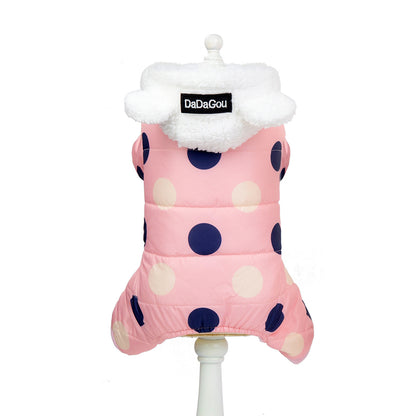 Warm big polka dot four-leg cotton coat