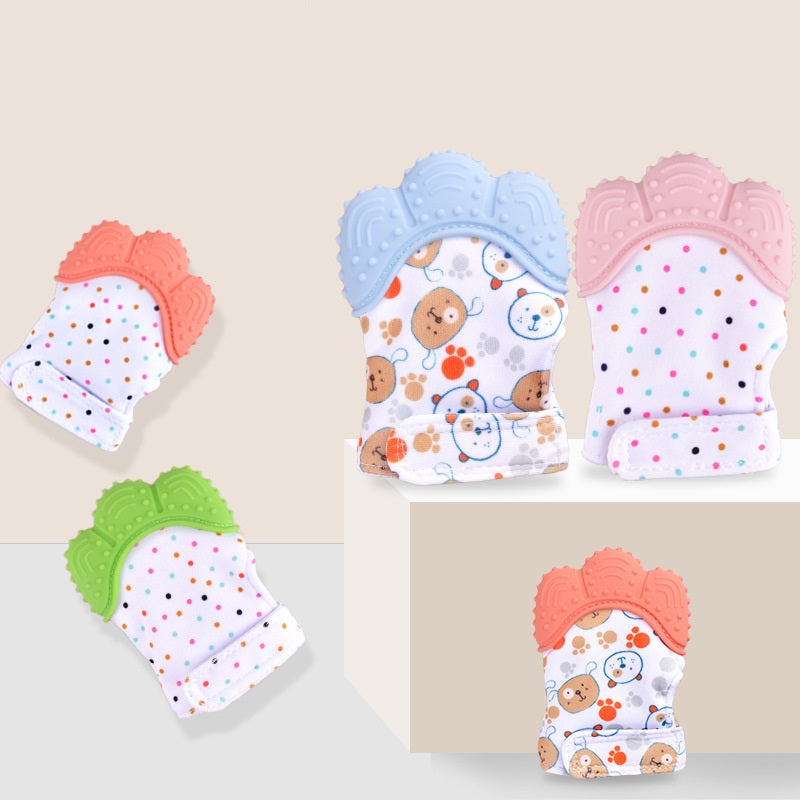 Baby teether baby anti-bite silicone molar gloves children's sound toys Kids DealSniper.net