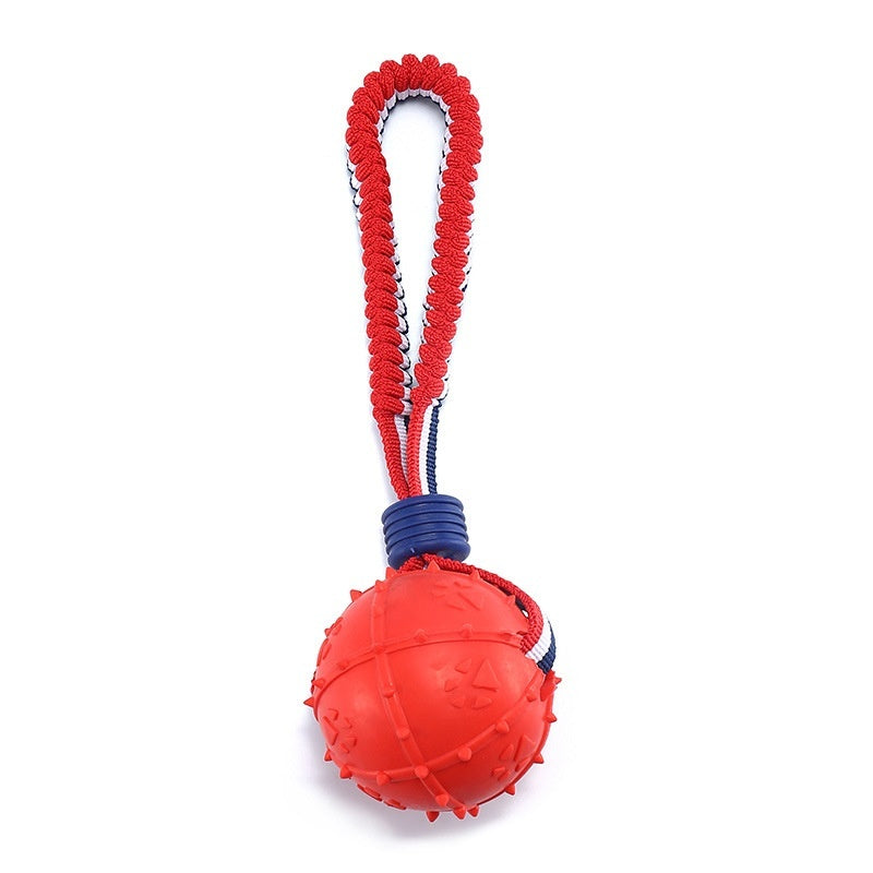 Interactive Dog Toy Ball Interactive Teether With Rope Dog Ball Pets dealsniper-net Footprints Acanthosphere Red