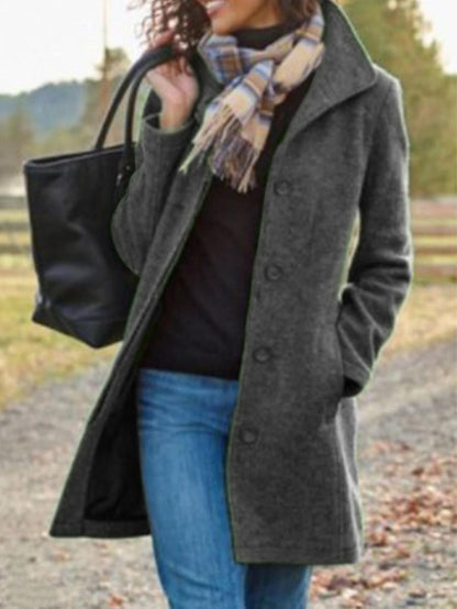 Winter Single-breasted Lapel Coat Fashion Commuter Women null Grey 2XL
