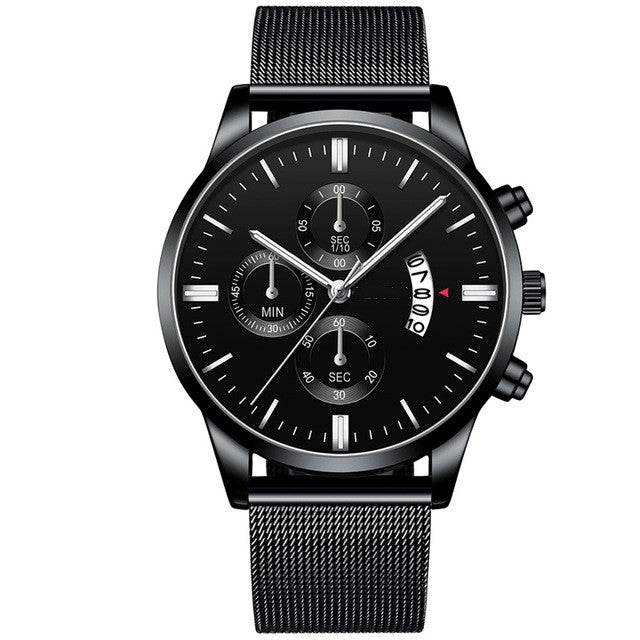 Mens Business Luxury Watches For Men Mesh Band Quartz Watch Jewelry Gym From House Black Silver