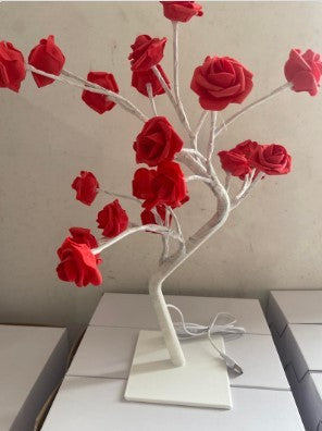 Removable Plastic Base Small Night Lamp Home Decor dealsniper-net Red Rose With White Base Warm Light