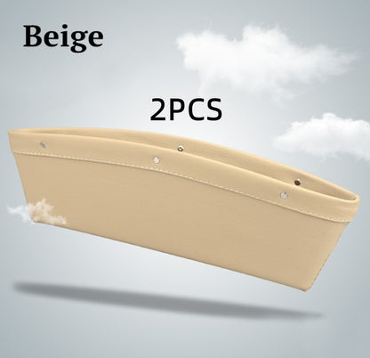Car Organizer Box Caddy Catcher PU Leather Seat Gap Storage Bag Vehicle DealSniper.net Beige 2pc