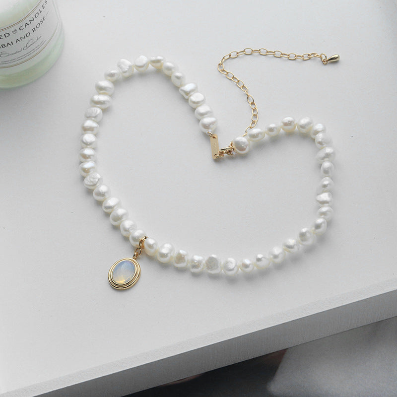 Round Medal Pearl Necklace Irregular Pearl Deals dealsniper-net