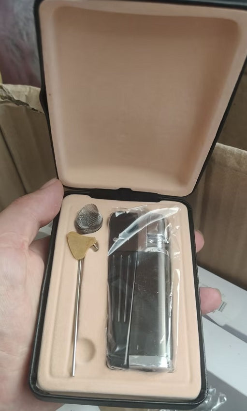 Portable Foldable Mini Pipe Dual Purpose Metal Cap Lighter Gadgets DealSniper.net Gift box with beige inside Grey