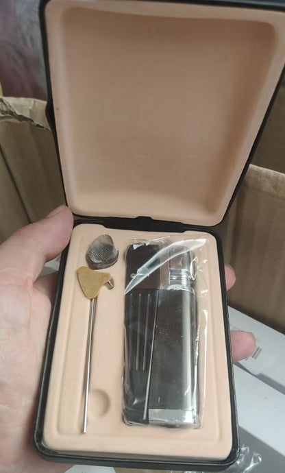 Portable Foldable Mini Pipe Dual Purpose Metal Cap Lighter Gadgets DealSniper.net Gift box with beige inside Grey