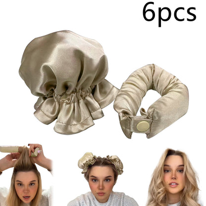 New Heatless Curl Stick With Cloth Cover Cute Ball Head Women dealsniper-net Beige 6pcs