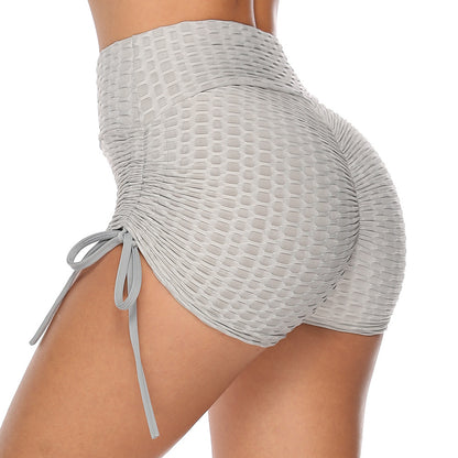 Drawstring Shorts Textured Butt Lift Gym Workout Slim Jogging Women dealsniper-net Grey L