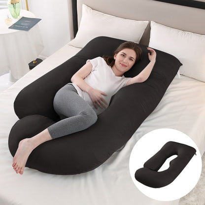 Maternity Pillow Waist Support Side Sleeping Slope Pillow J-type Health DealSniper.net Lyocell Tencel Black 65x90x175cm